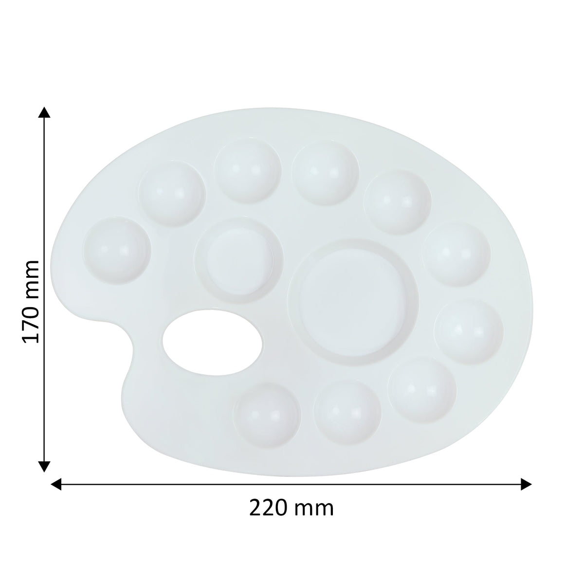 Isomars Oval Colour Palette, 12 Wells, Plastic Paint Mixing Tray - Isomars