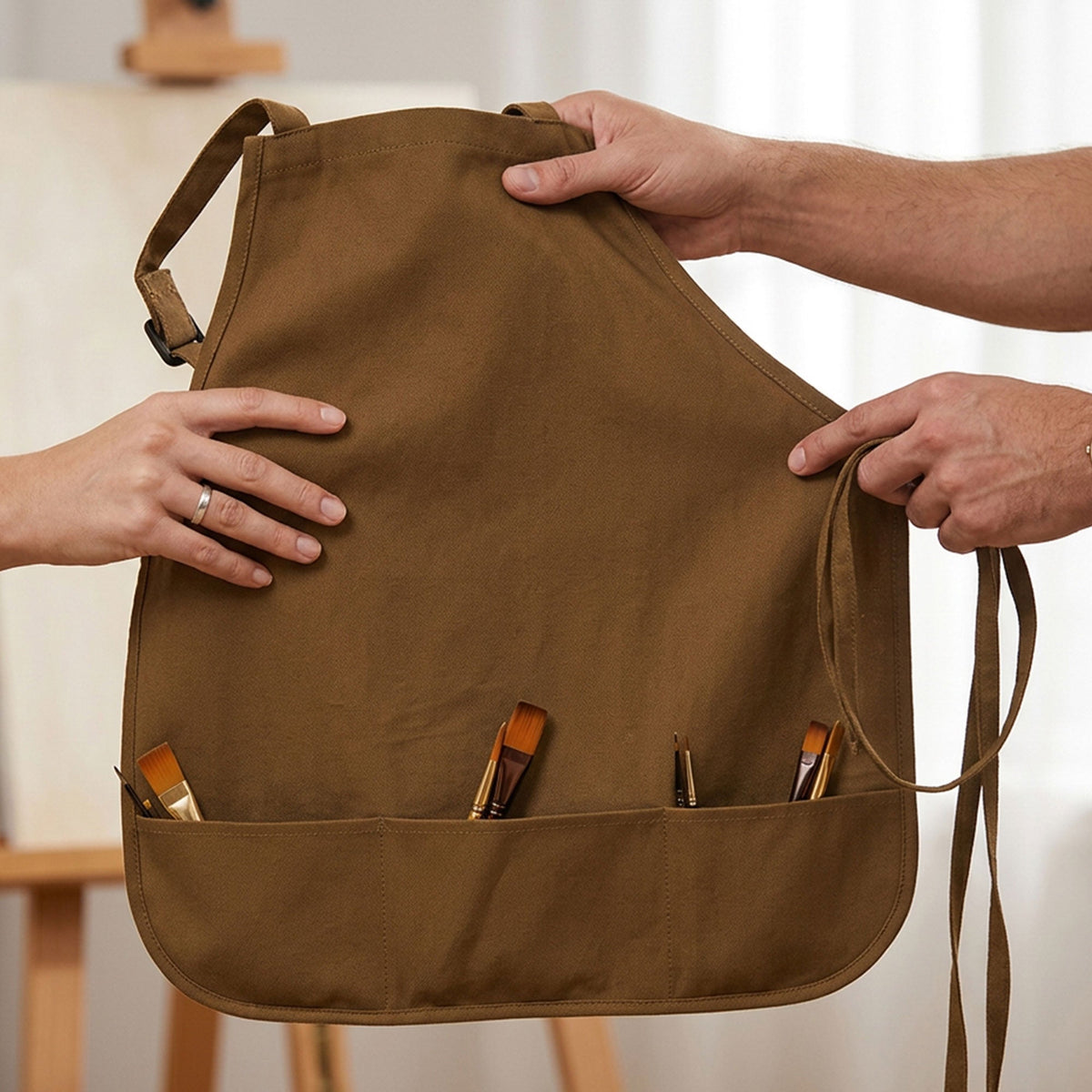 Isomars Painter’s Apron, Regular, 10 oz Cotton Canvas, 3 Pockets, Brown - Isomars