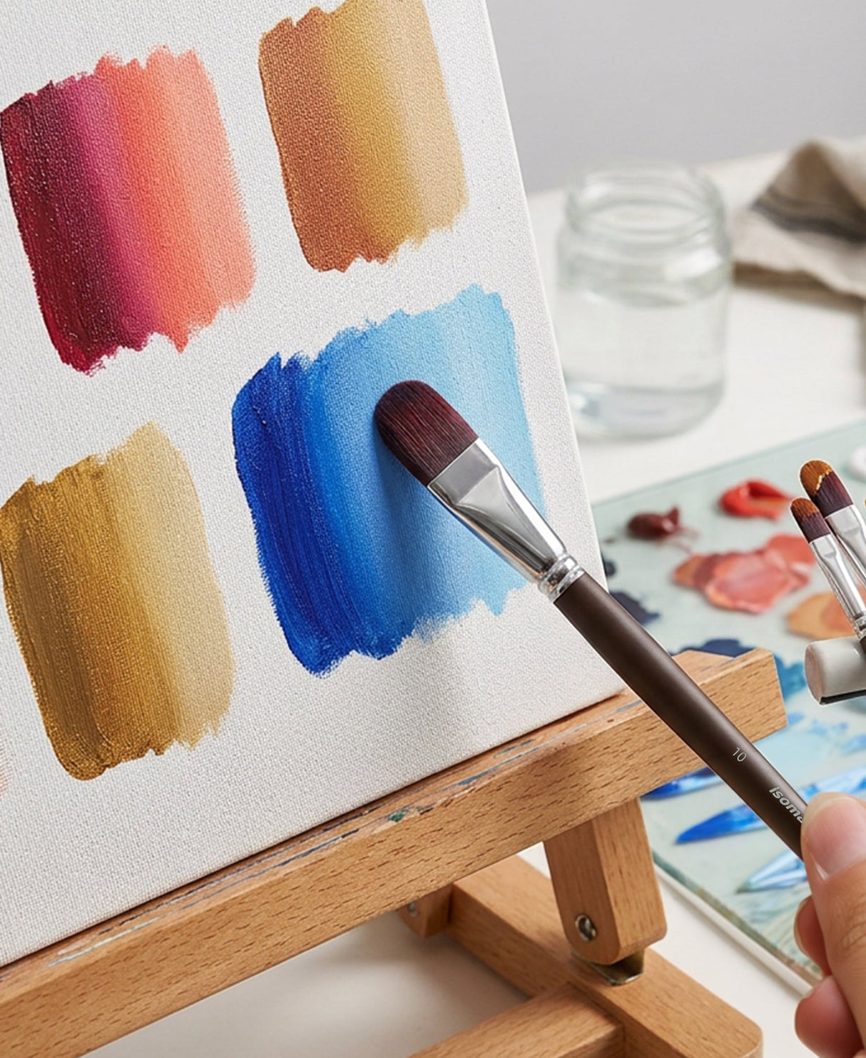 Isomars Professional Filbert Paint Brush Set of 6 for Acrylic, Watercolor & Oil Painting - Isomars