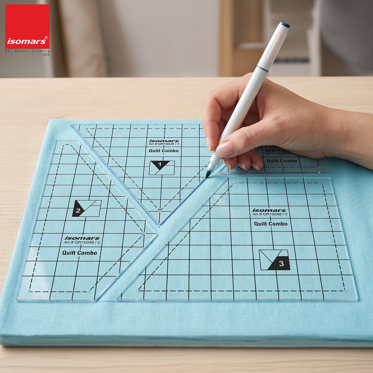 Isomars Quilt Ruler Set of 4 Acrylic Quilting Patchwork Templates - Isomars