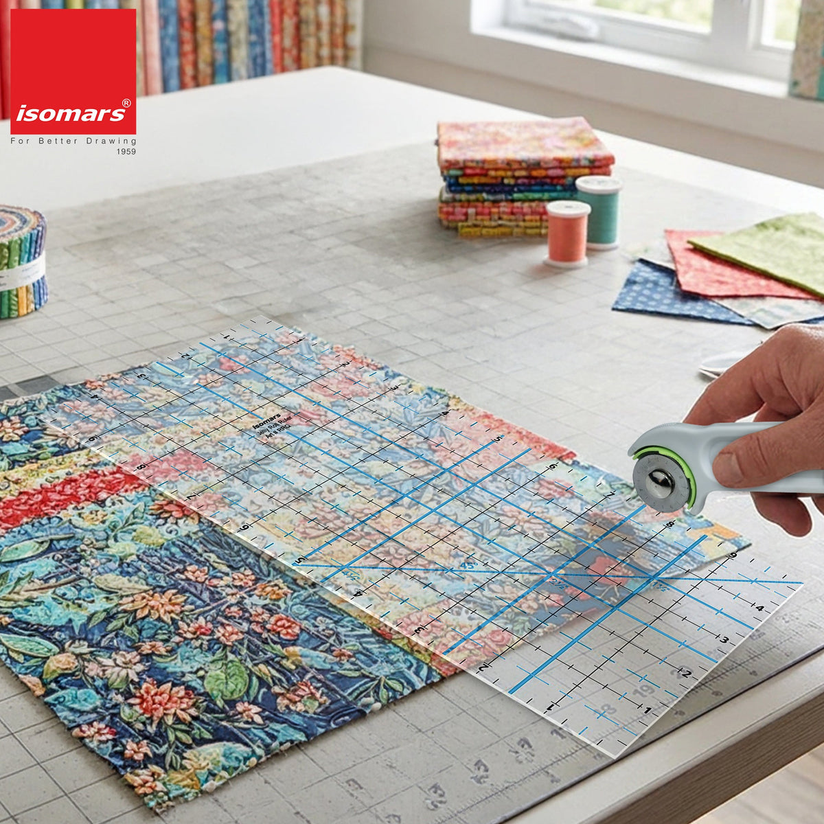 Isomars Roll Ruler Quilting 5" x 10" for Fabric Cutting - Isomars