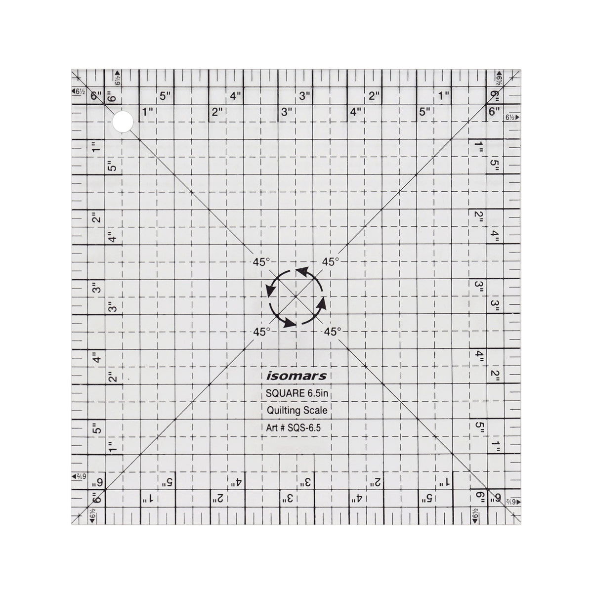 Isomars Square Quilting Ruler 6.5" x 6.5" for Fabric Cutting - Isomars