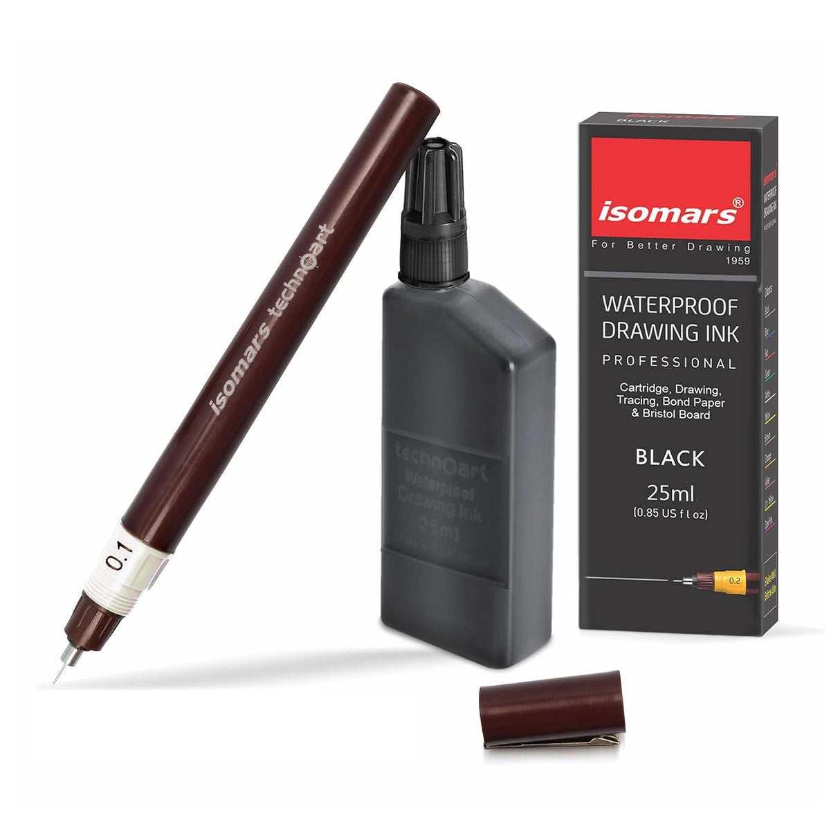 Isomars Technoart Fineliner Pen 0.1mm with Waterproof Black Ink Set - Isomars