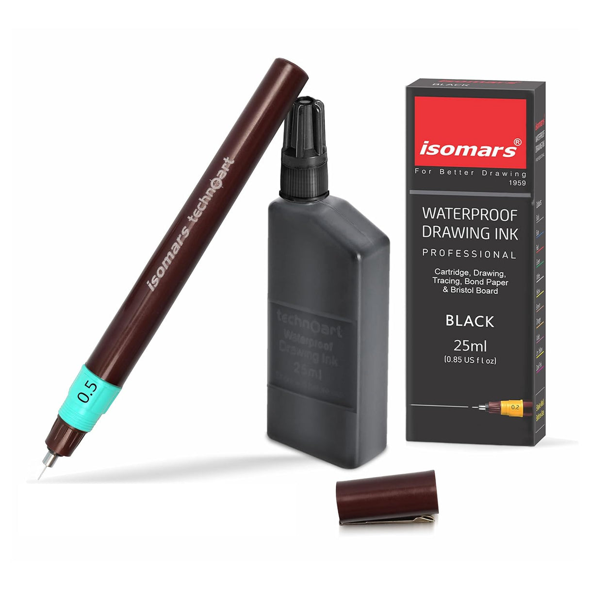 Isomars Technoart Fineliner Pen 0.5mm with Waterproof Black Ink Set - Isomars