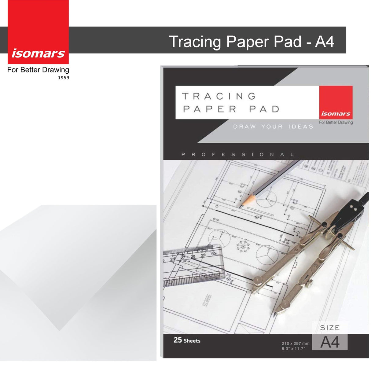 Isomars Tracing Paper Pad - A4 and A3 Pad Combo - Isomars