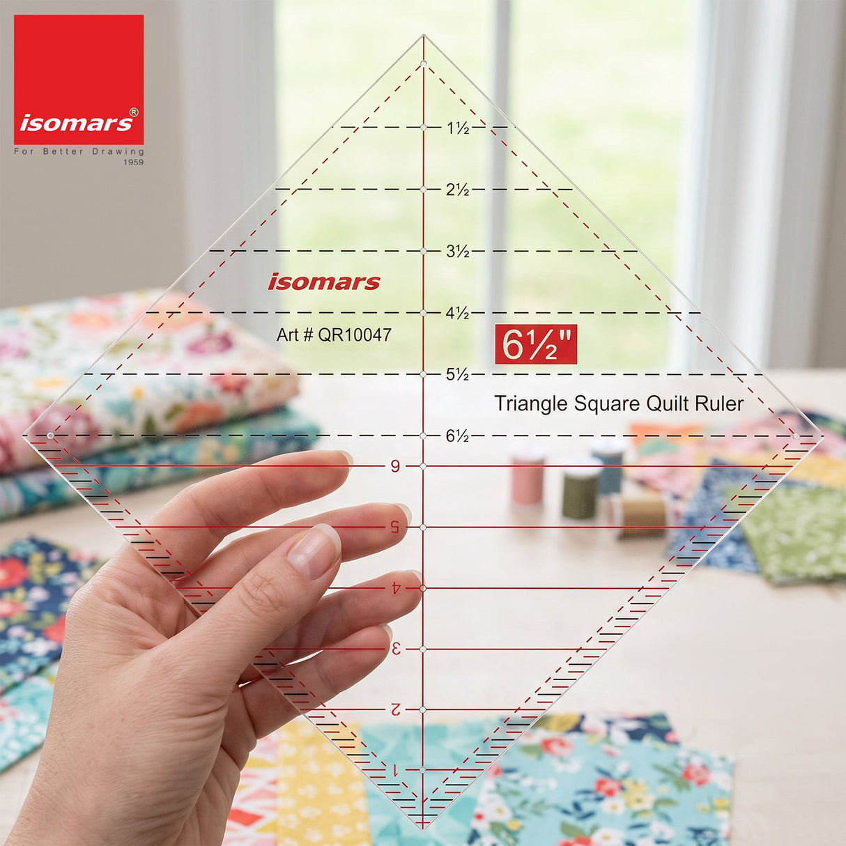 Isomars Triangle Square Quilt Ruler 6.5 Inch for Quilting - Isomars