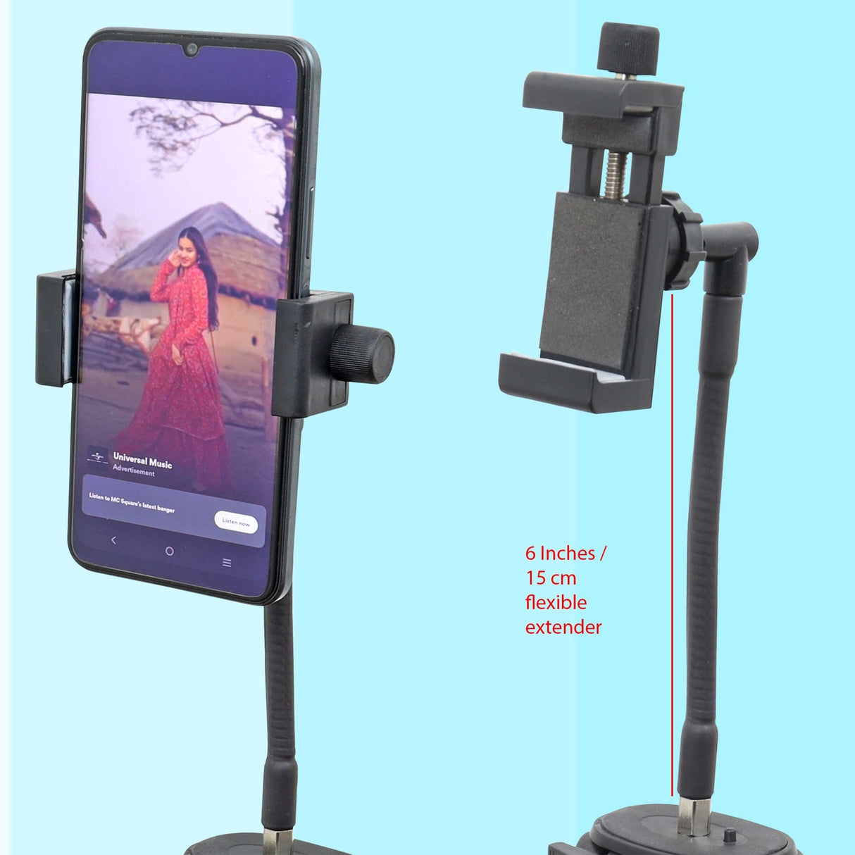 Isomars Tripod Mobile Holder Adjustable- for Smartphones & iPhones with 360° Rotational Working Angles (6 Inches (Knob Style)) - Isomars