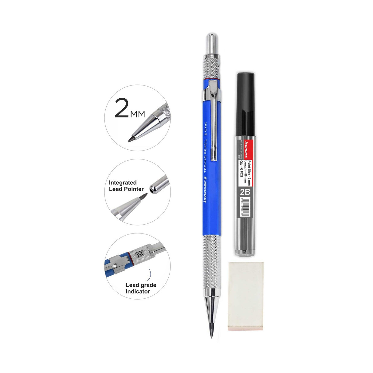 Isomars Universal Nautical Protractor with Marine/Nautical Divider and Pencil, Extra leads and Eraser - Isomars