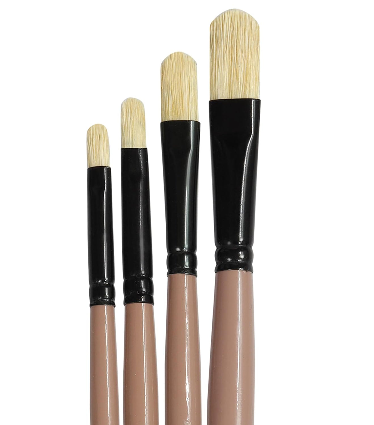 Saphire Filbert Paint Brush Set of 4 | Professional Hog Hair Long Handle Artist Brushes for Acrylic, Oil & Canvas Painting | Smooth Blending, Soft Edges & Controlled Strokes - Isomars