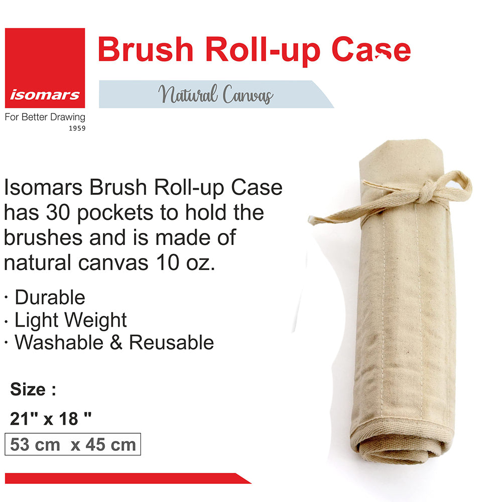 Isomars Brush Roll Up Case with Set of 7 Round Brushes for Painting