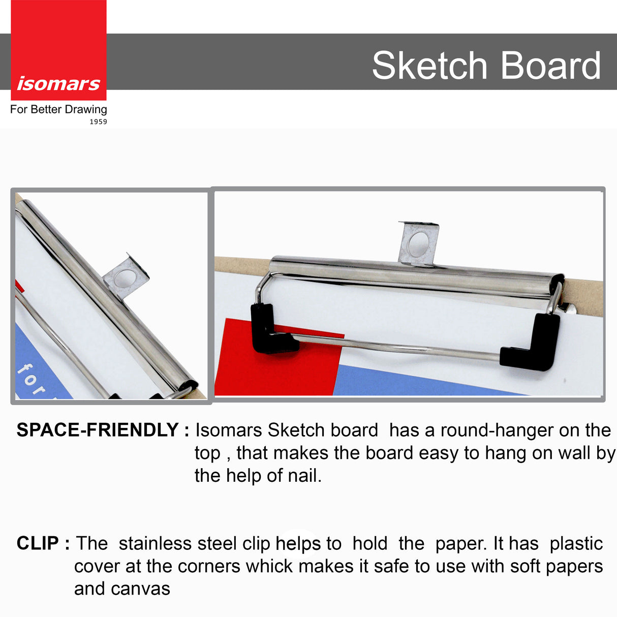 Isomars Sketch Board with Clip - 12"x16"