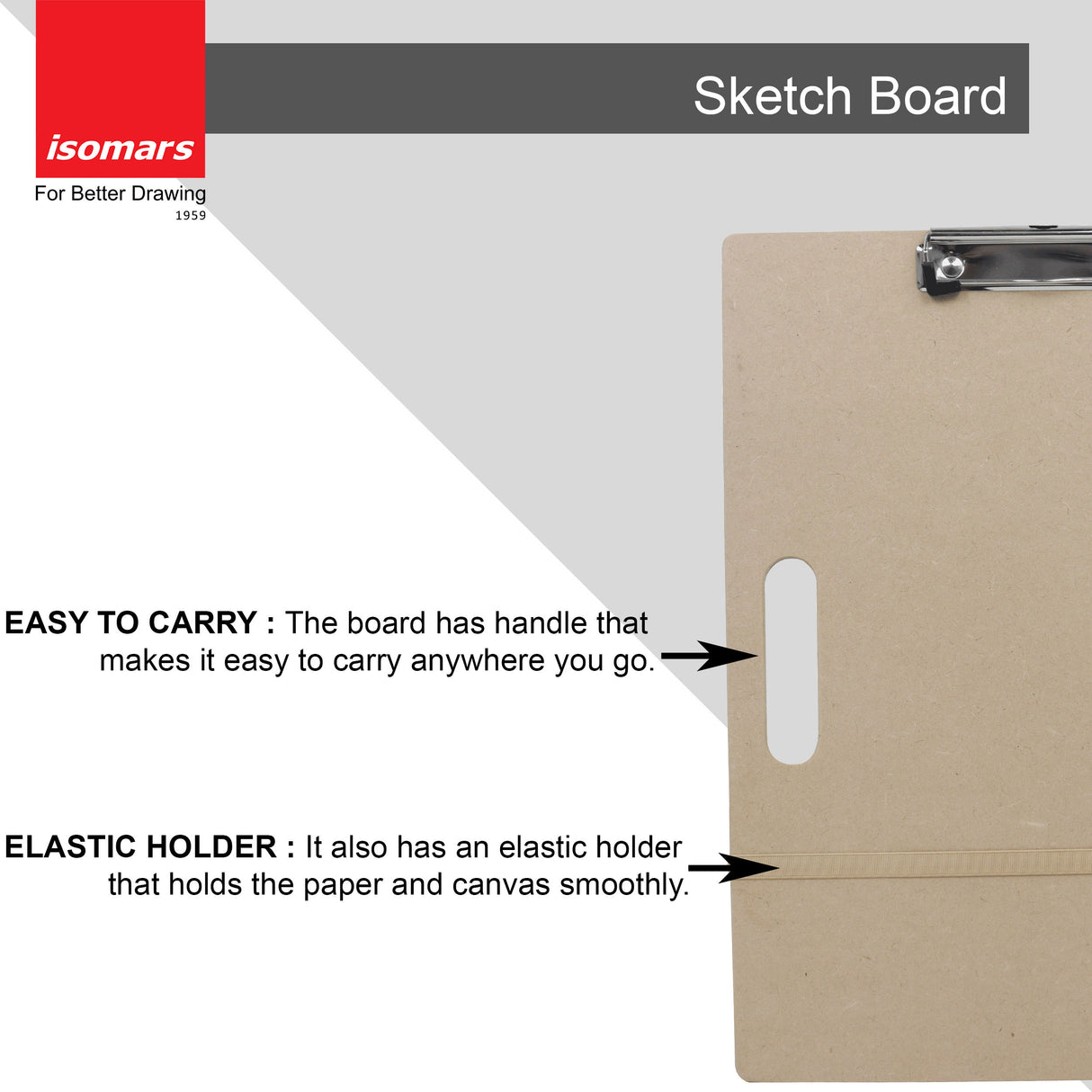 Isomars Sketch Board with Clip - 12"x16"