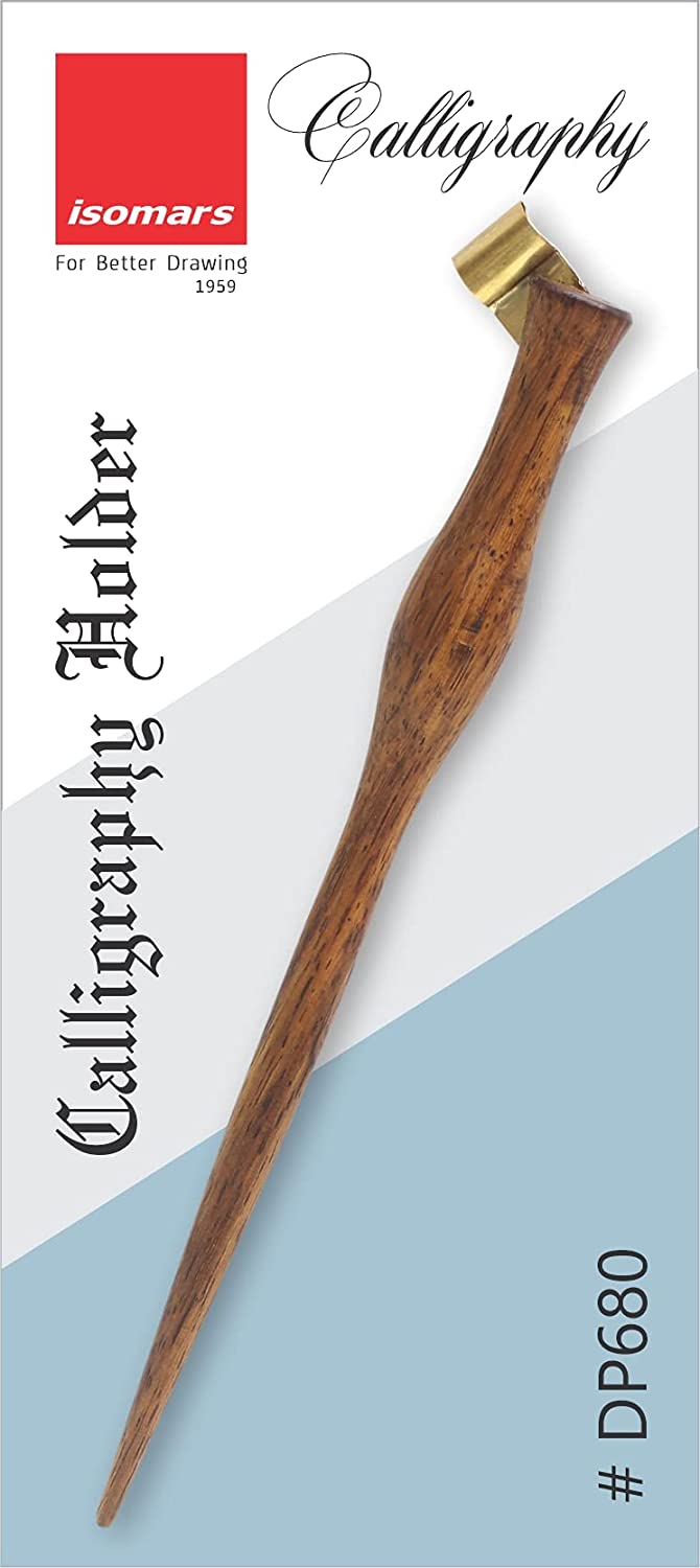 Calligraphy Holder Set: Rosewood with Brass Flange and Black & Red Calligraphy Inks - Isomars
