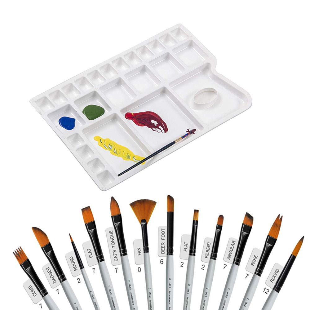 Color Mixing Palette with Paint Brush (Set of 12) - Isomars