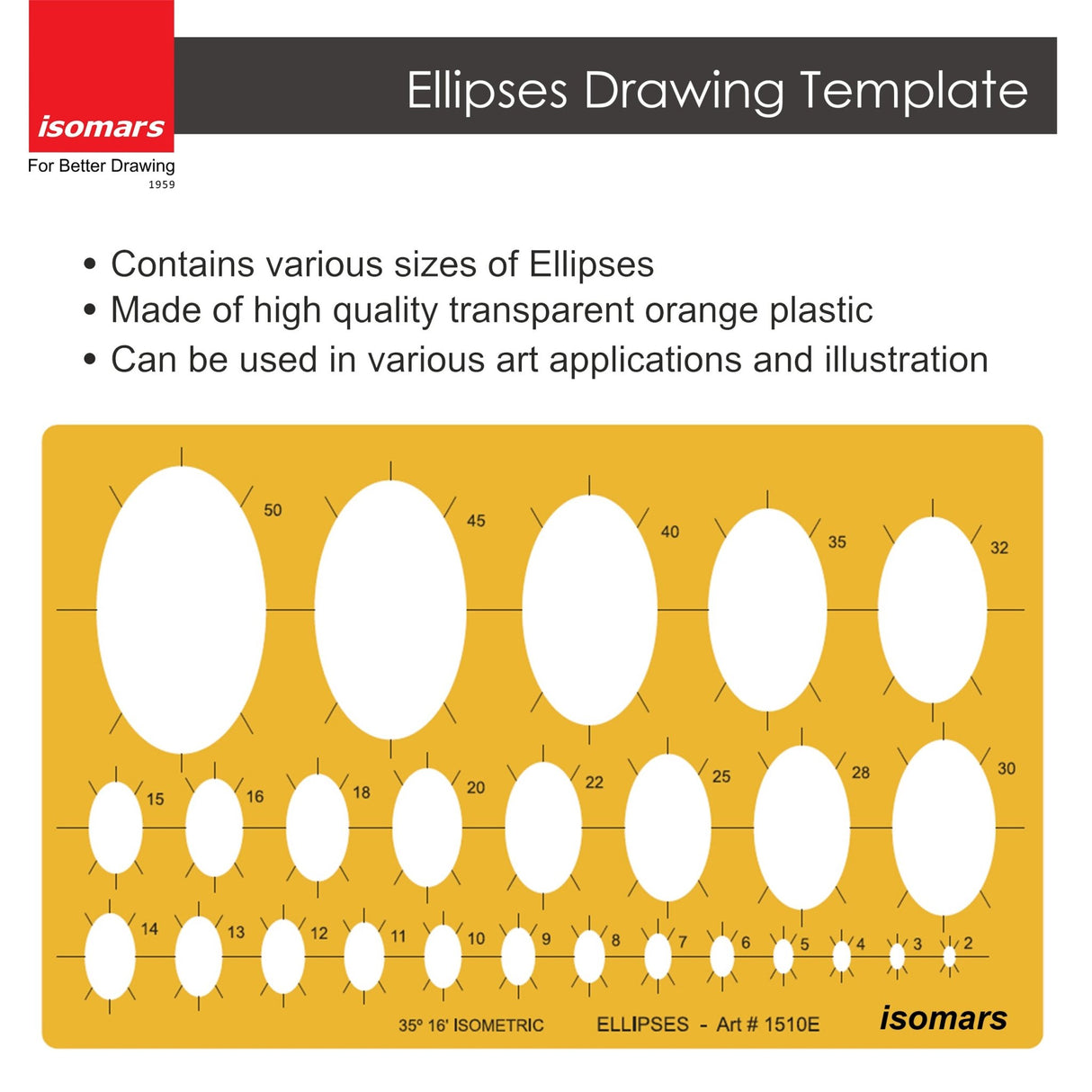 Ellipses Shape Drafting Drawing Template (1510E) - Isomars
