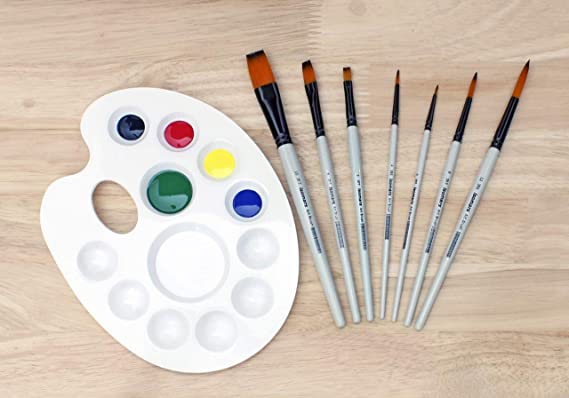 Isomars Drawing Brush Set for PaintIng Set of 7 with A4 Sketch Pad & Colour Mixing Palette - Isomars