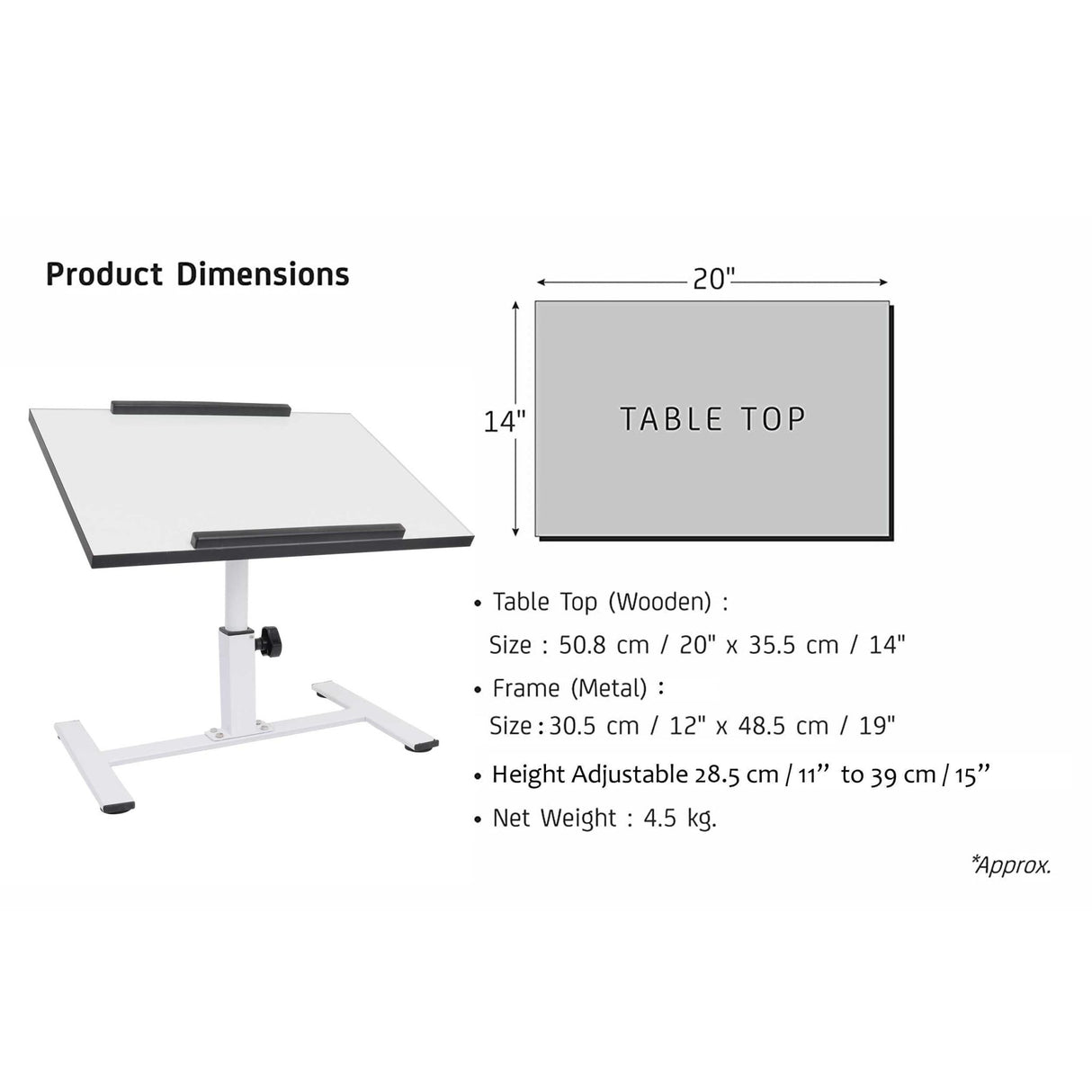 ISOMARS Multipurpose Laptop Table Study Desk & Height Adjustable Bed Table for Work from Home & Online Classes (White) - Isomars