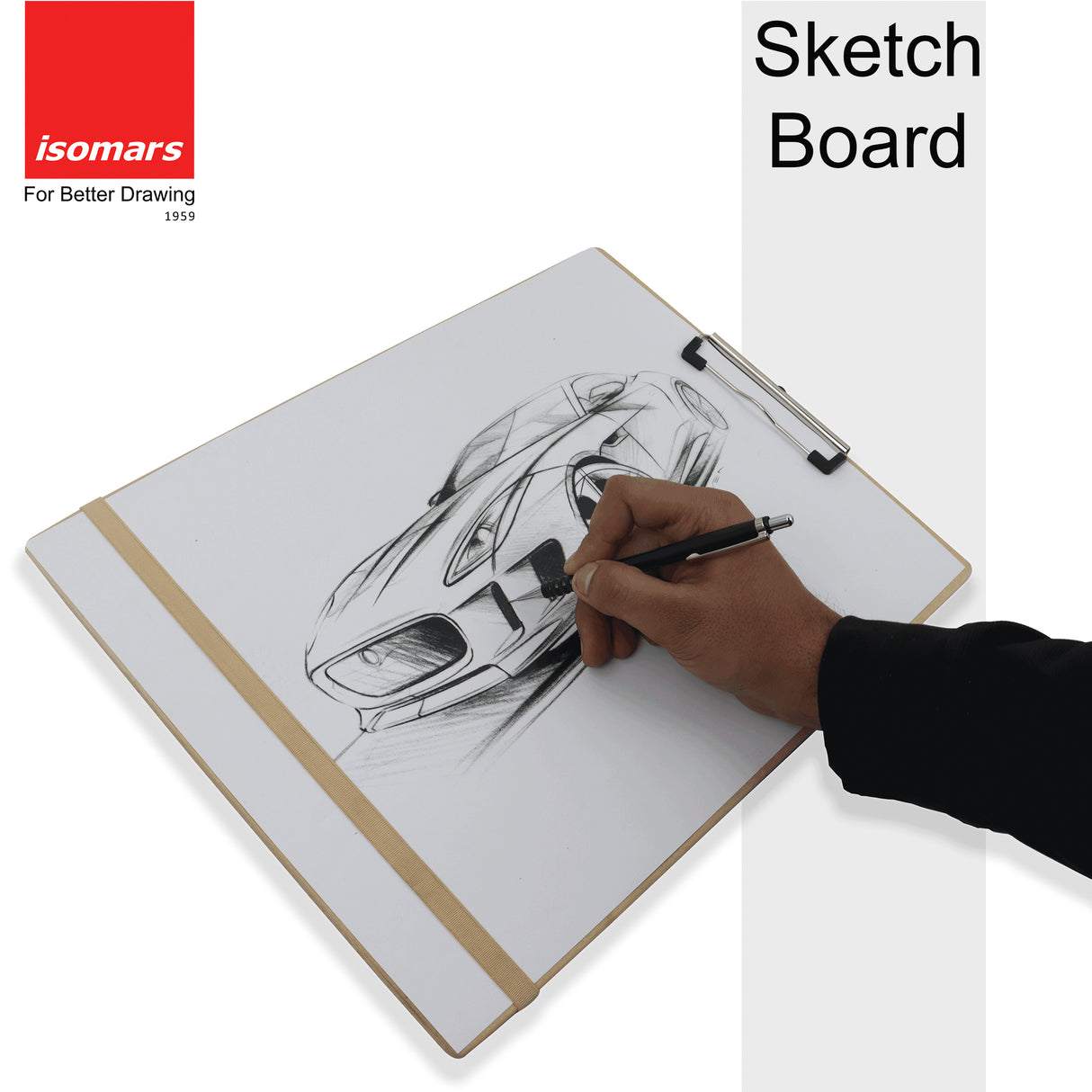 Isomars Sketch Board with Clip - 12"x16"