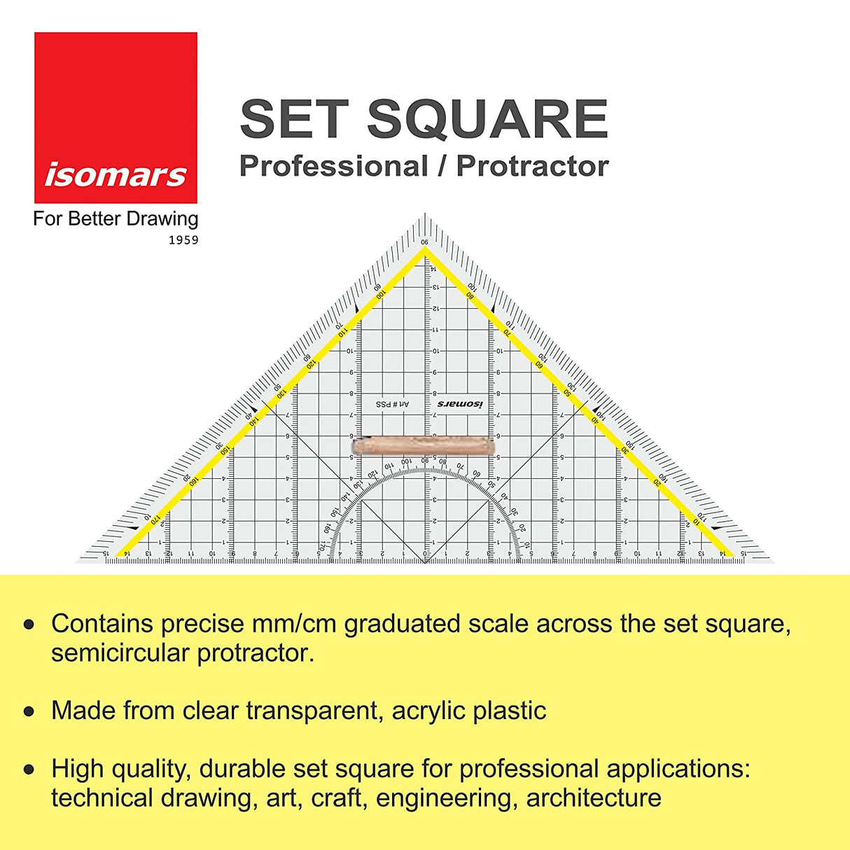 Professional Set Square 25cm /10" - Isomars