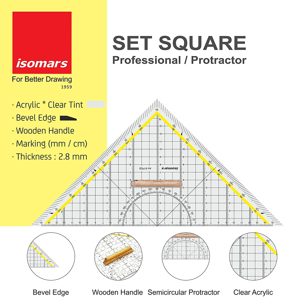 Professional Set Square 25cm /10" - Isomars