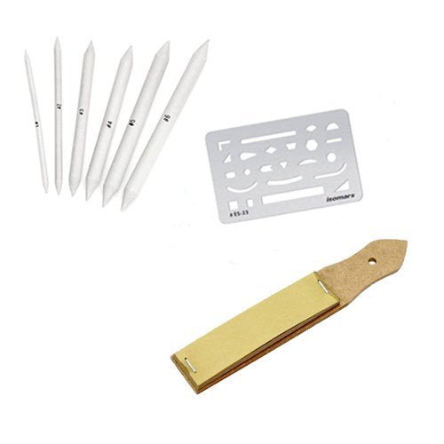 Sand Paper Erasing Shield & Paper Stumps (Set of 6) - Isomars