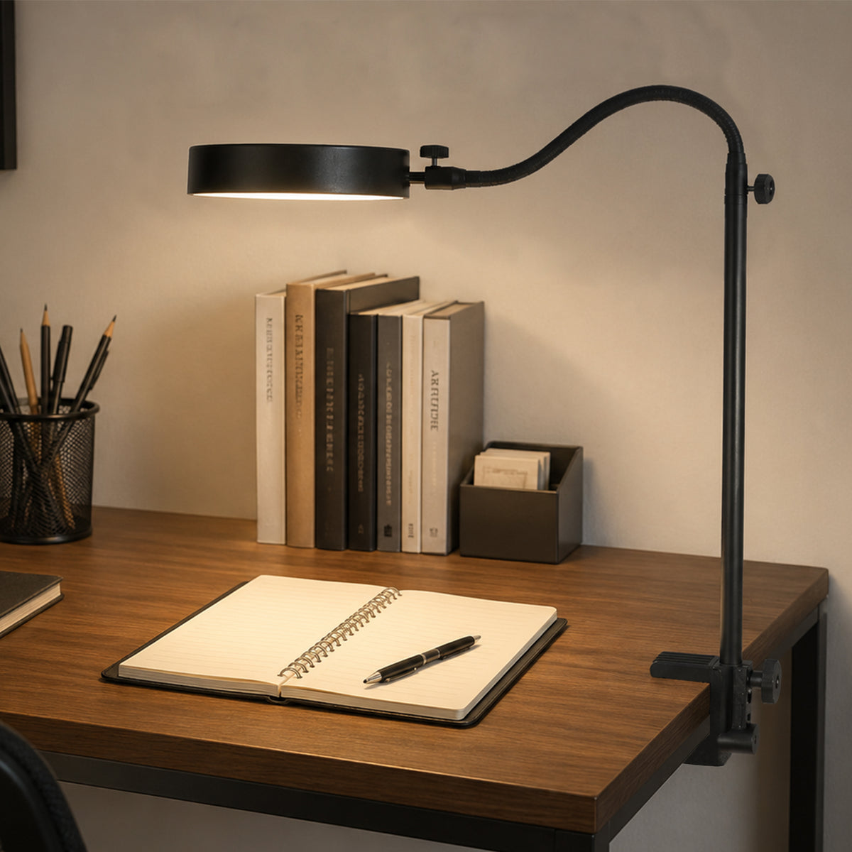 Isomars LED Study, Reading, Laptop, Computer,etc Desk Lamp with Clamp, Flexible Gooseneck, 3 Color Modes (Warm/Natural/Cool), Eye-Care Lighting (Black)