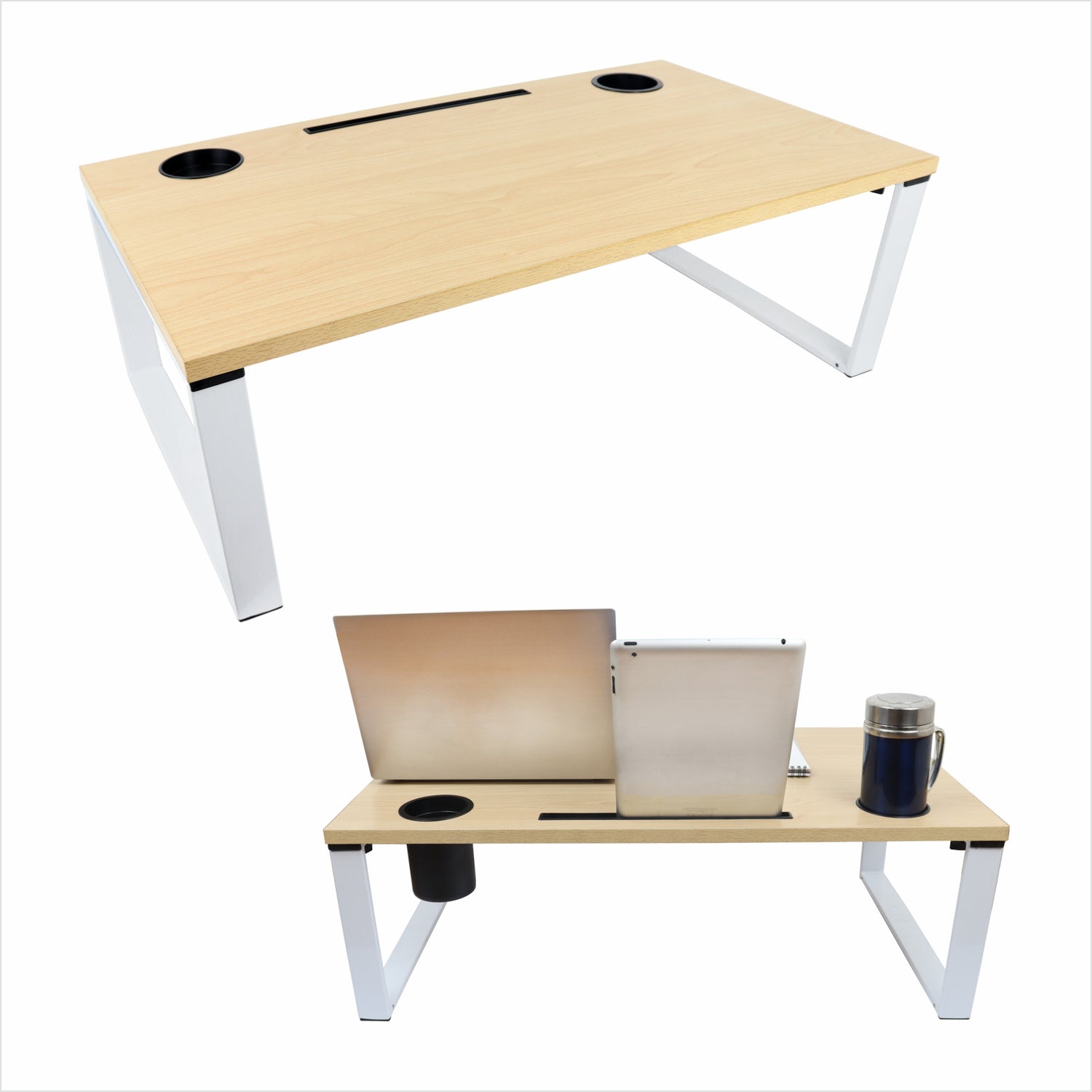 Isomars Bed Desk/Floor Desk Laptop Study Table for Work from Home, Online Classes, Card Games and Kid's Activities (Wooden - Extra Large)