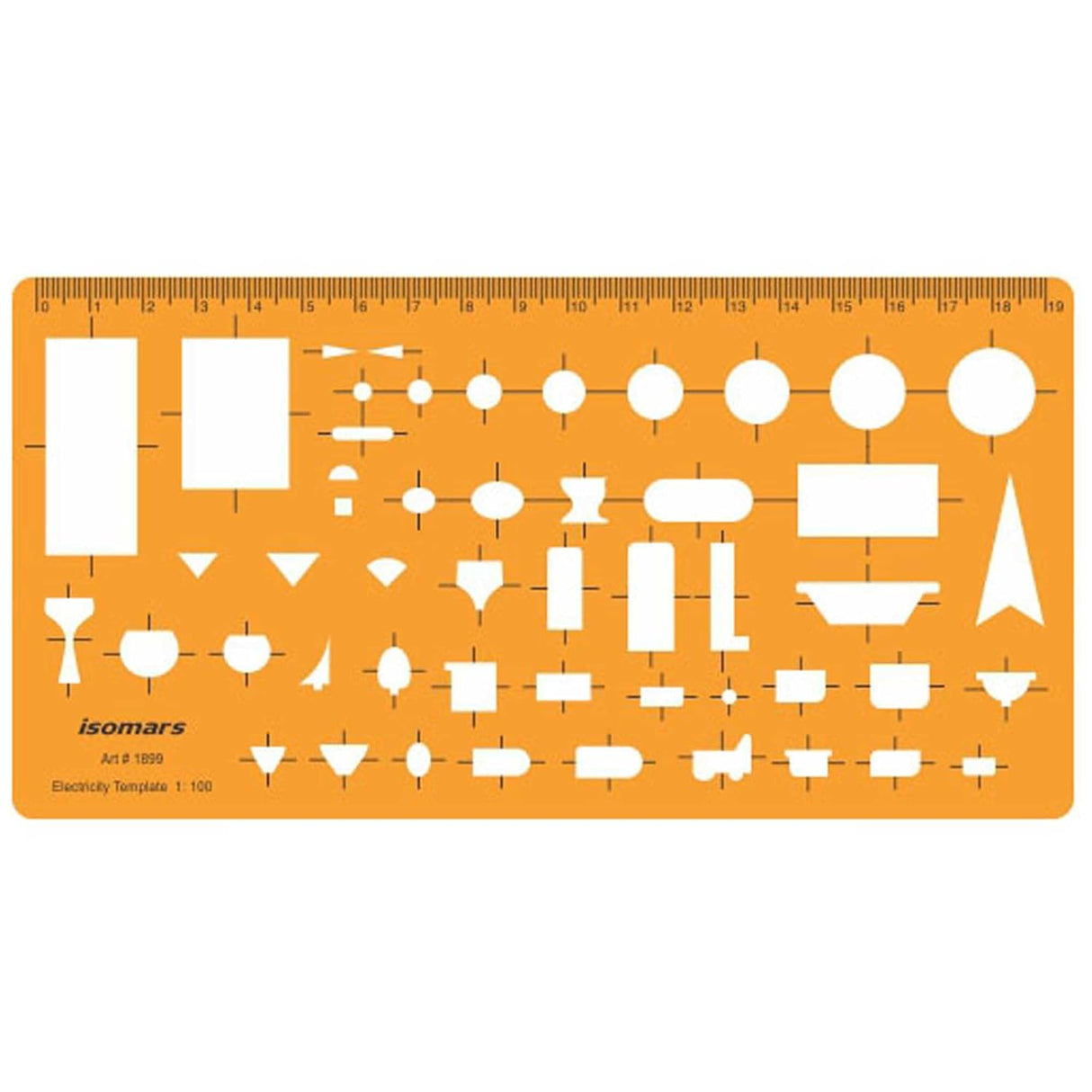Isomars Electricity Template, 1:100 Scale Drawing Stencil, Orange
