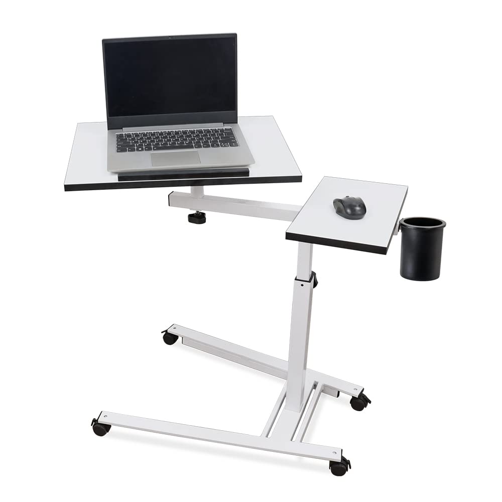 Isomars Metal 360° Rotatable Table Laptop Table Study Desk, Caster Lockable Wheels, & Height Adjustable for Breakfast Table, Work from Home & Online Classes