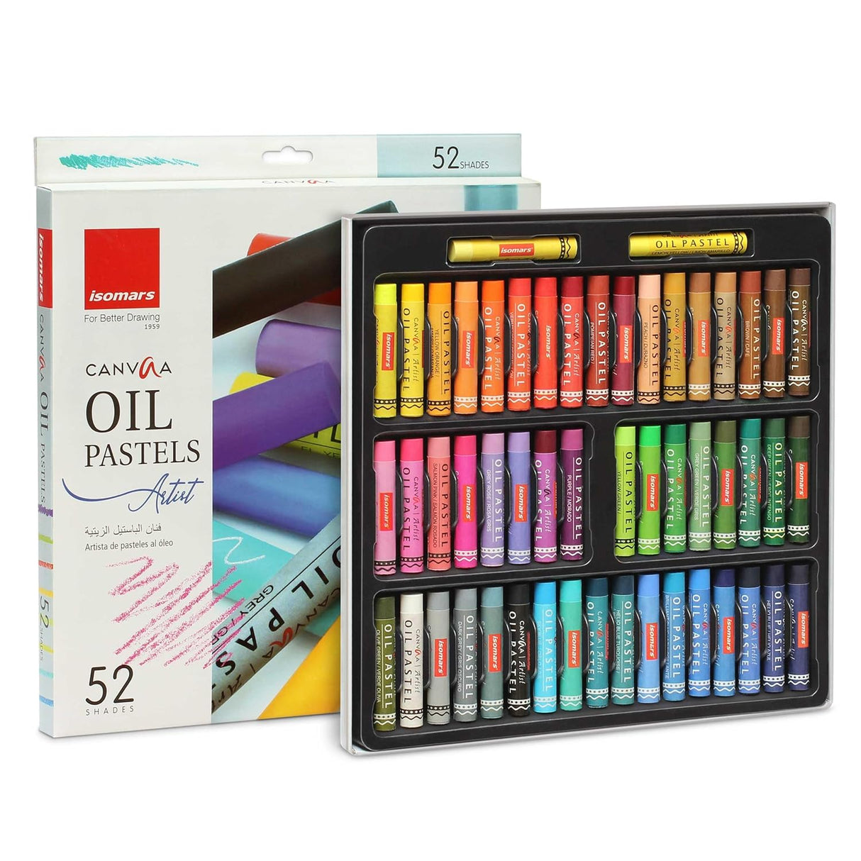 Isomars Oil Pastels, 52 Vibrant Shades, Professional Artist Drawing Set
