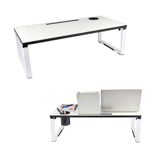 Isomars Bed Desk/Floor Desk Laptop Study Table for Work from Home, Online Classes, Card Games and Kid's Activities (White)