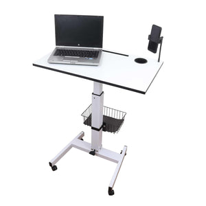 Isomars Airlift Made in India Multipurpose Height Adjustable 'SIT & Stand Laptop Table' with Foot Lever for Breakfast, Online Classes, Other Activities with Large Table Top (White)