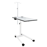 Isomars Overbed Table with Saline Stand | Adjustable Bedside Table with Wheels | Adjustable Height | Hospital Bedside Table with Lockable Wheels Best for Breakfast in Hospital and Home.