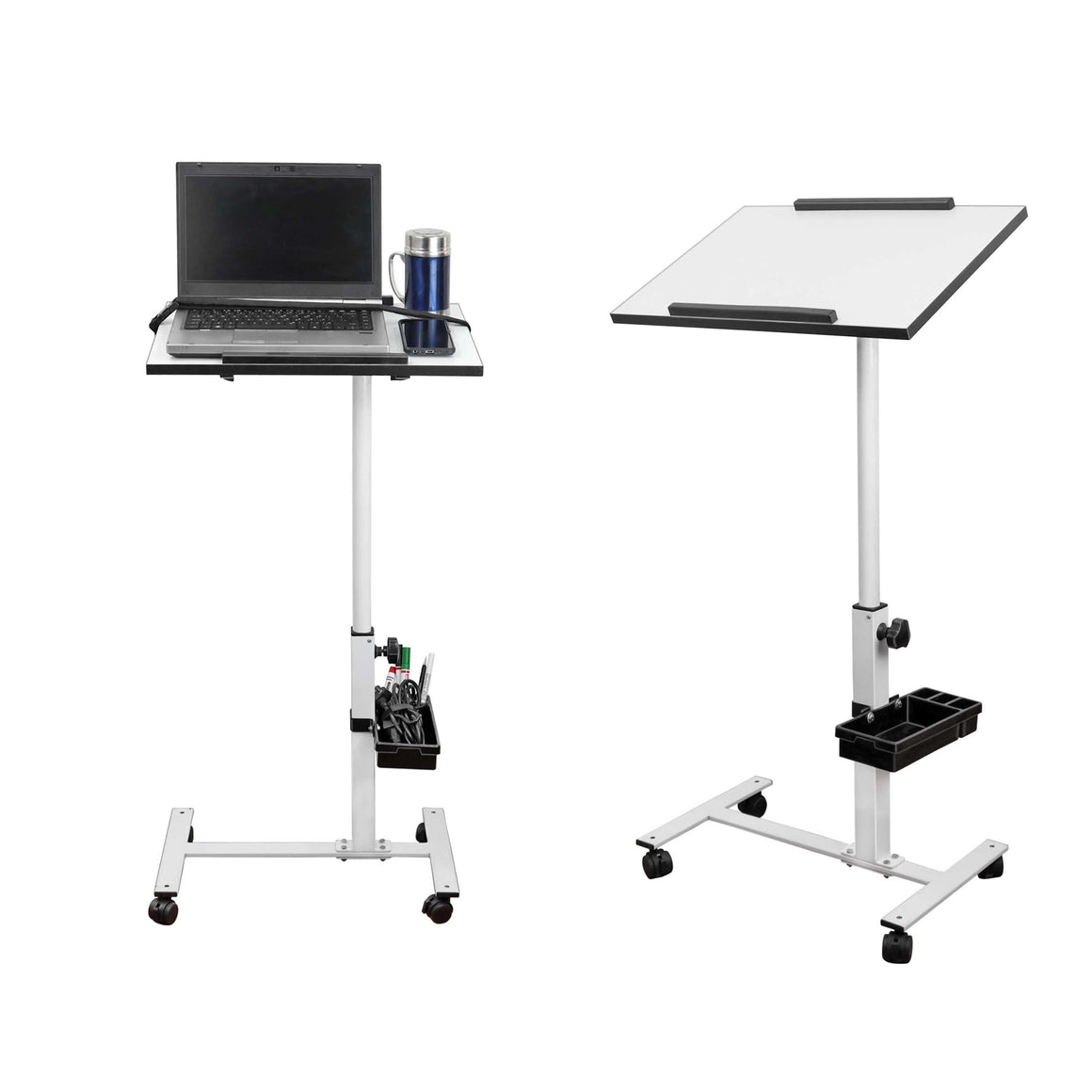 Isomars Multipurpose Laptop Table Study Desk, Lockable Wheels, & Adjustable Height And Angle For Breakfast Table, Wfh & Online Classes (White)