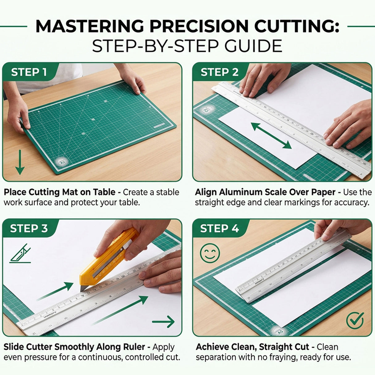 Isomars A3 Self-Healing Cutting Mat with 12 Inch Aluminium Scale & Jumbo Paper Cutter | Precision Cutting Kit for Paper Craft, Artwork, Office, School & DIY Projects