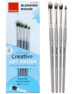Isomars Professional Blending Brush Set of 4, Soft Bristles, Silver Metal Ferrule, Smooth Grey Handle | Suitable for Watercolor, Gouache, Acrylic, Ink & Oil Painting (Sizes: 2, 4, 6, and 8)