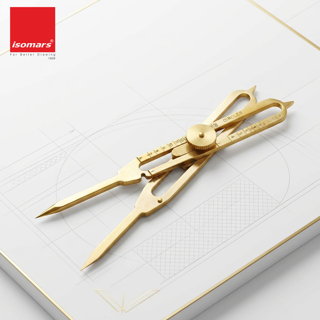Isomars 6" Brass Proportional Divider with Storage Pouch for scaling, measuring, drawing, painting