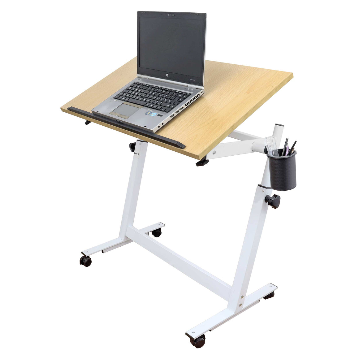 Isomars Multipurpose Laptop Table Study Desk Drawing Table, Caster Lockable Wheels, Adjustable Height and Angle for Work from Home, Office, Bedroom