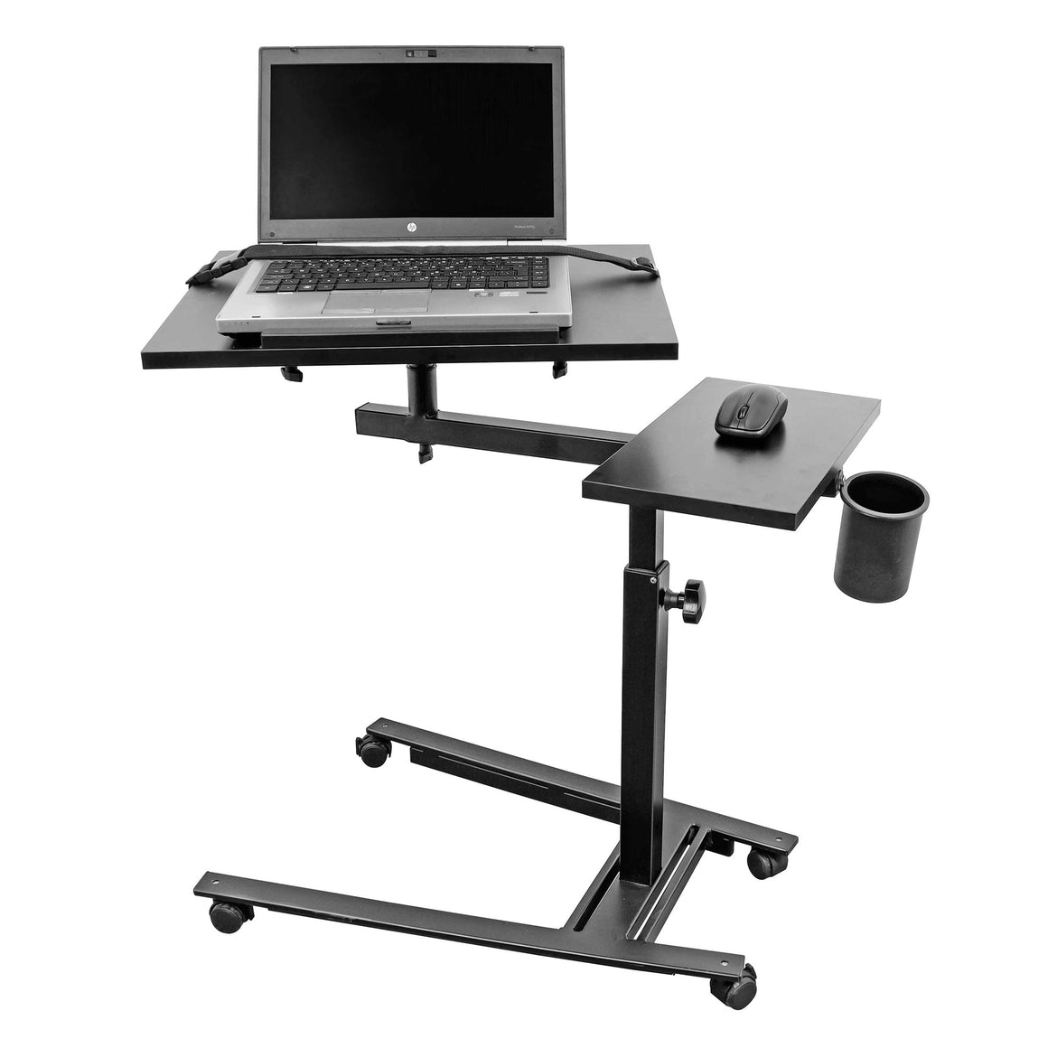 Isomars Metal 360° Rotatable Table Laptop Table Study Desk, Caster Lockable Wheels, & Height Adjustable for Breakfast Table, Work from Home & Online Classes (Black)