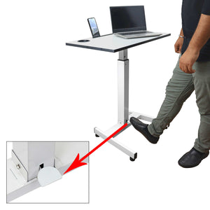 Isomars Airlift Made in India Multipurpose Height Adjustable 'SIT & Stand Laptop Table' with Foot Lever for Breakfast, Online Classes, Other Activities with Large Table Top (White)