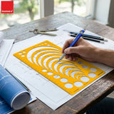 Isomars Circle Radius Template Ruler | Precision Drafting Stencil with Radius Curves R12.5-R60, Circle Templates & Metric Scale | Engineering, Architecture, Technical Drawing & Design Tool (150 x 257 mm)