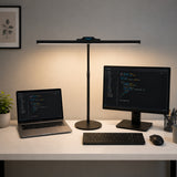 Isomars LED Desk Lamp for Computer Monitor & Laptop 24 Inch | Eye Friendly USB Study Light with Circular Base, Flexible Gooseneck, 3 Color Modes & 10 Brightness Levels for Reading, Office & Workbench