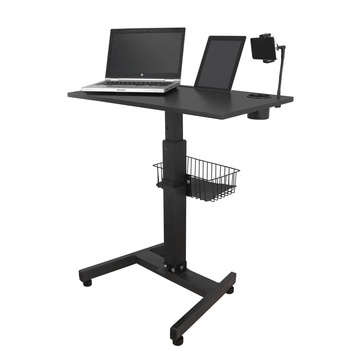 Isomars Airlift Made in India Multipurpose Height Adjustable 'SIT & Stand Laptop Table' with Foot Lever for Breakfast, Online Classes, Other Activities with Large Table Top (White)
