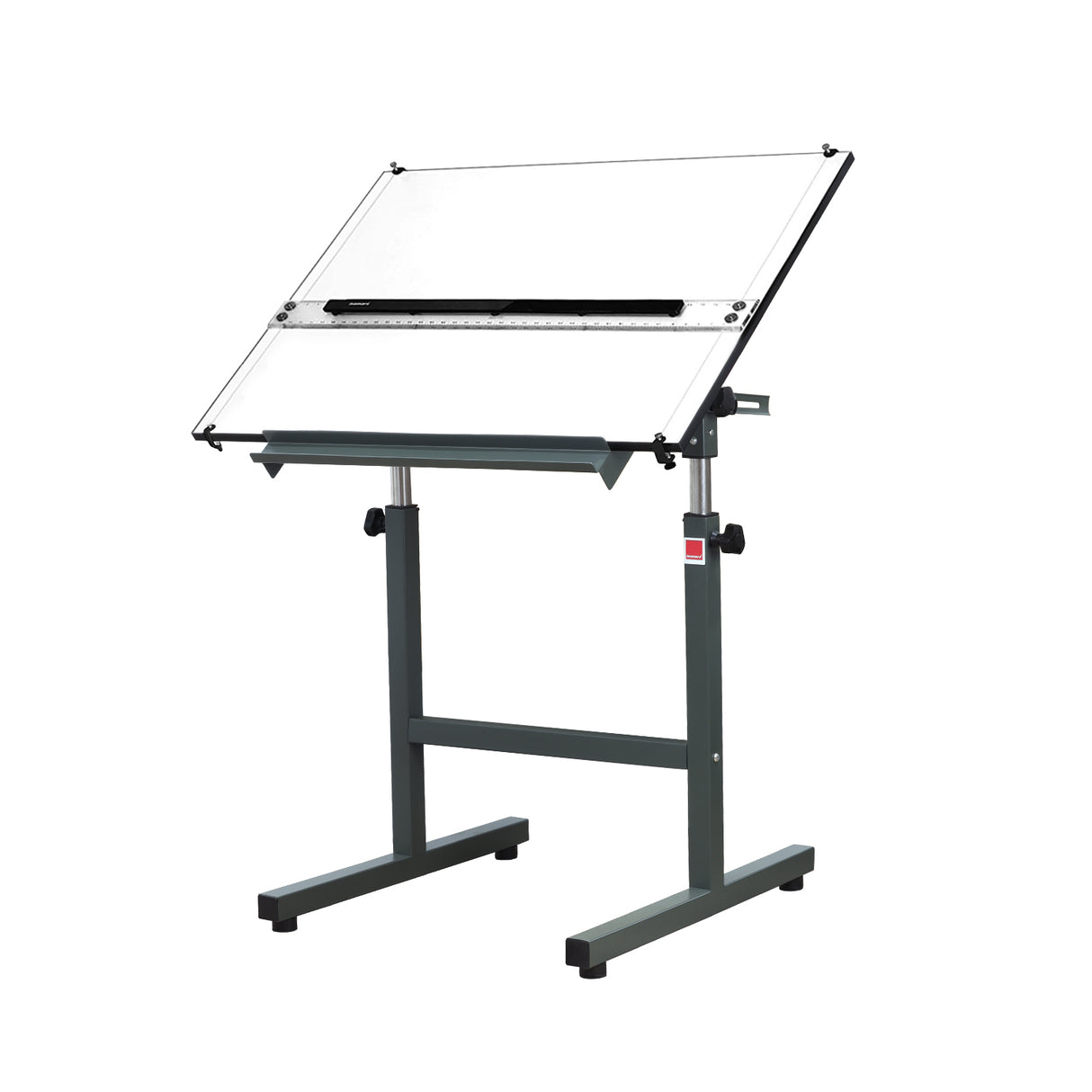 Isomars Olive Green Drawing Board Table - Scholar A1 White Laminated Board 25.5"x35" with Parallel Ruler and Drafting Olive Green Metal Stool Set | Complete Engineer, Draughtsman, Architects Set