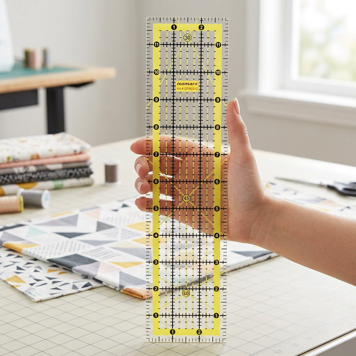 Isomars Quilting Ruler Set of 2 | 3" x 12" & 4.5" x 4.5"