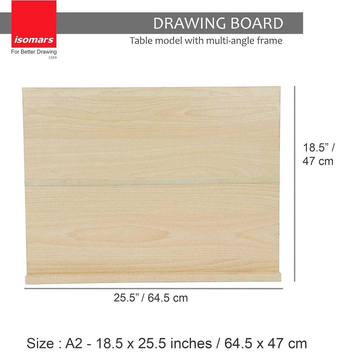 Isomars Wooden Board 18.5" x 25.5" With T-Square Combo - Drawing & Drafting Board & T-Scale for Architecture and Engineering (A2)
