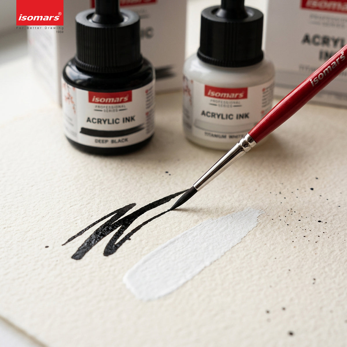 Isomars Acrylic Ink White & Black Combo 35ml Each with Dropper