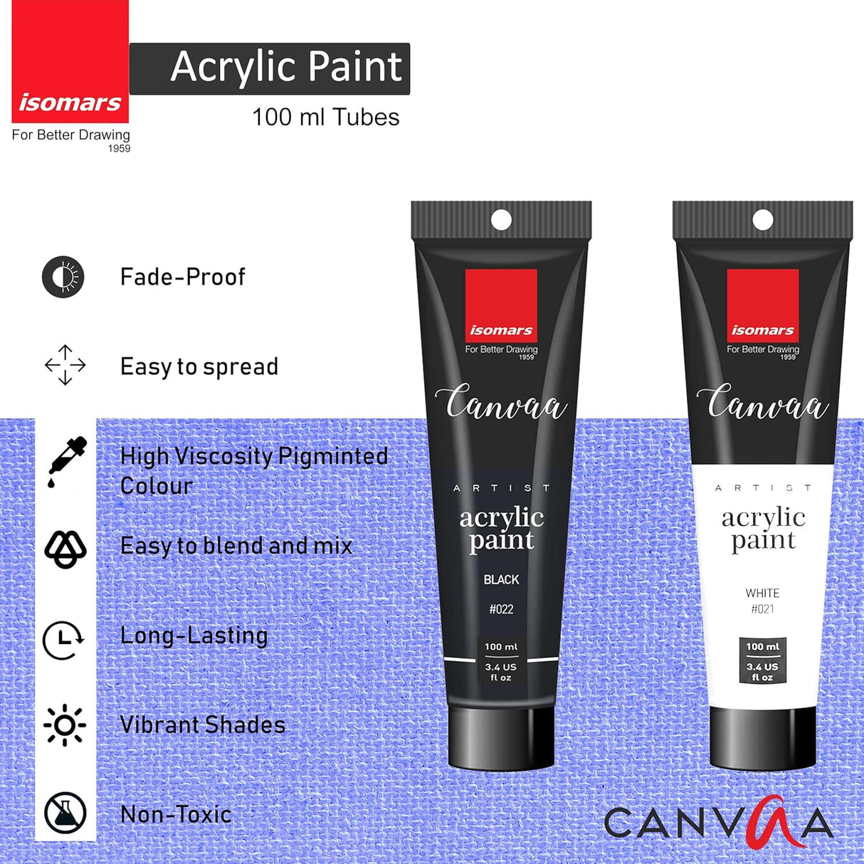 Isomars Black & White Acrylic Paint Combo - 100ml - ARTIST SERIES