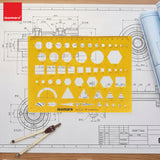 Isomars Geometric Combination Template Ruler | Multi-Shape Drawing & Drafting Stencil with Circles, Squares, Triangles, Hexagons, Arrows & Metric Scale for Architects, Engineers, Designers & Students