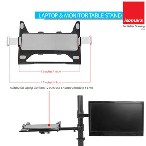 Isomars Laptop and Monitor Table Stand - Adjustable Height & Angles and Sides (Laptop & Monitor Mount)